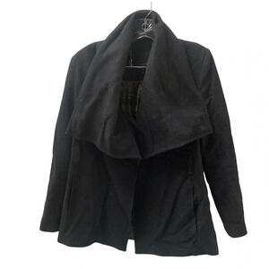 Ted Baker Black Virgin Wool Drape Wrap  Coat